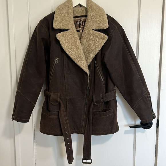 Vintage leather and shearling jacket - Picture 2 of 7
